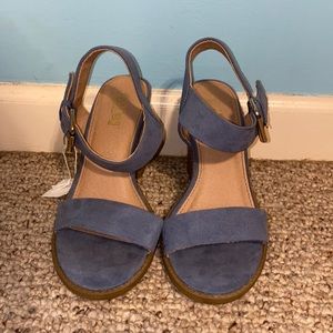 Blue, suede high heel shoes